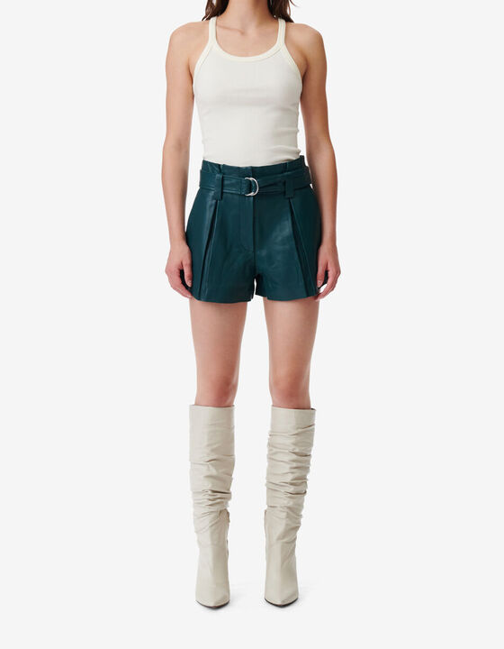 MORIN BELTED LEATHER SHORTS